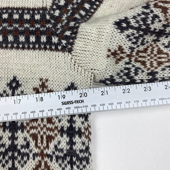 Vintage White Ram Mohair Blend Cardigan Sweater Mens Medium Zip Fair Isle Nordic - Picture 8 of 9